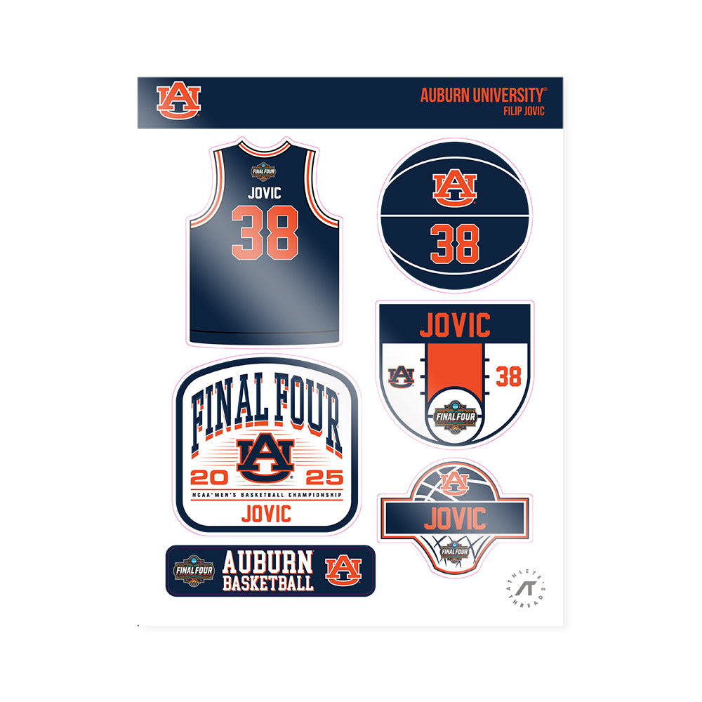 Auburn - NCAA Men's Basketball : Filip Jovic - NCAA® March Madness® Final 4 Sticker Sheet-0