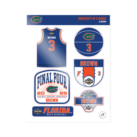 Florida - NCAA Men's Basketball : AJ Brown - NCAA® March Madness® Final 4 Sticker Sheet-0