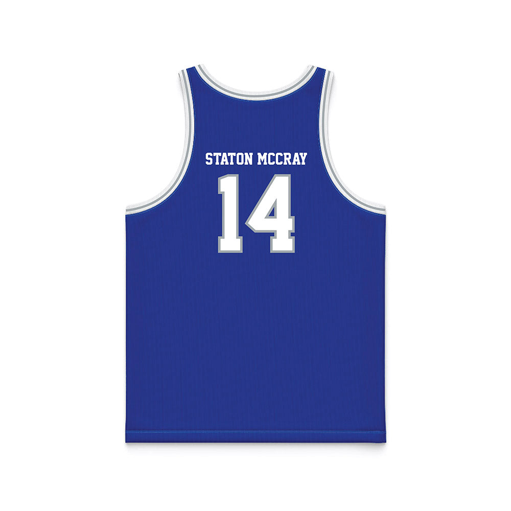 Seton Hall - NCAA Men's Basketball : AJ Staton McCray - Blue Basketball Jersey-1