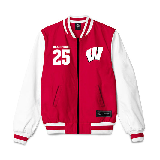 Wisconsin - NCAA Men's Basketball : John Blackwell - Bomber Jacket-0