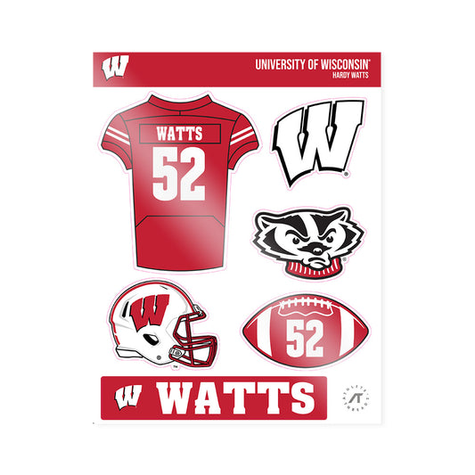 Wisconsin - NCAA Football : Hardy Watts - Sticker Sheet-0