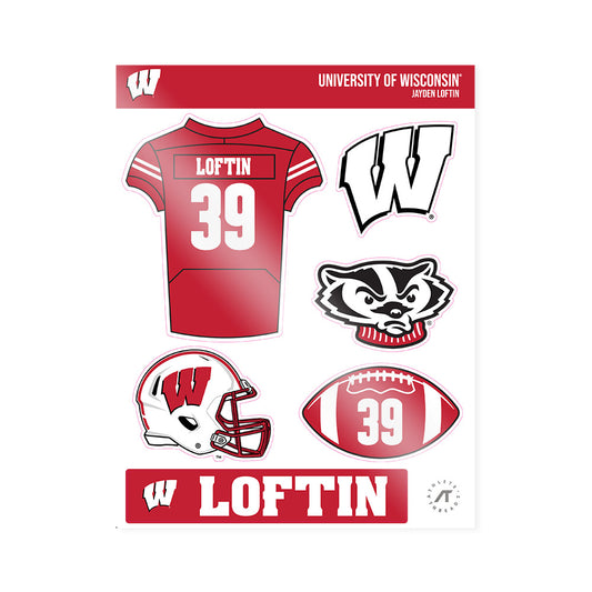 Wisconsin - NCAA Football : Jayden Loftin - Sticker Sheet-0