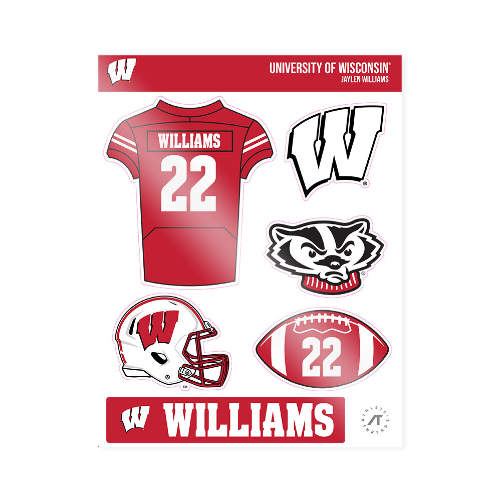 Wisconsin - NCAA Football : jaylen williams - Sticker Sheet-0