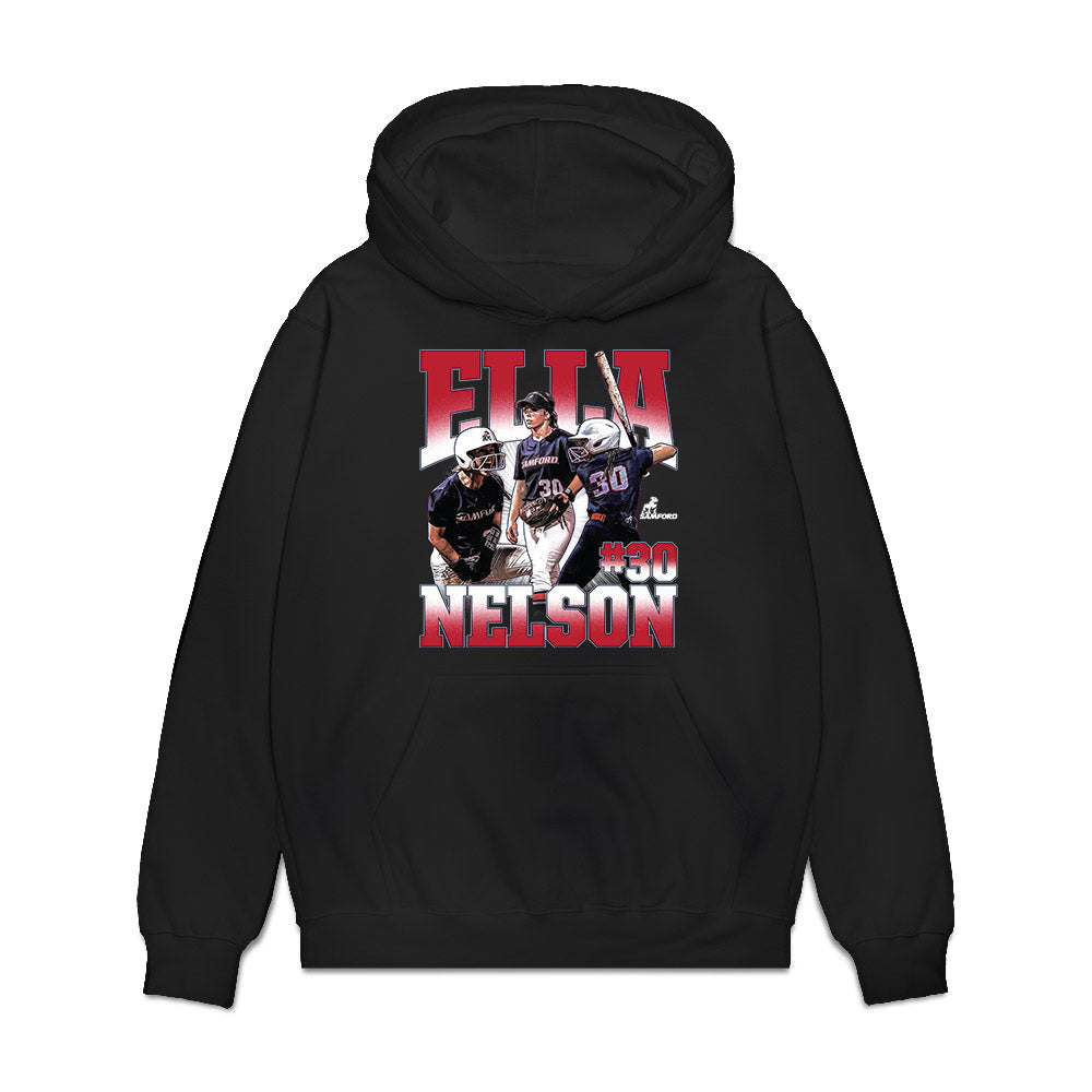 Samford - NCAA Softball : Ella Nelson - Collage Premium Hooded Sweatshirt-0