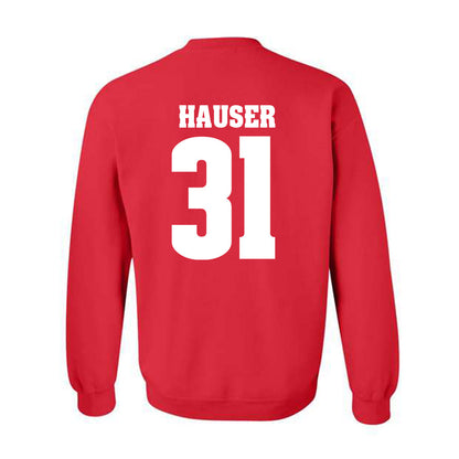 Wisconsin - NCAA Men's Ice Hockey : Daniel Hauser - Sports Shersey Crewneck Sweatshirt-1