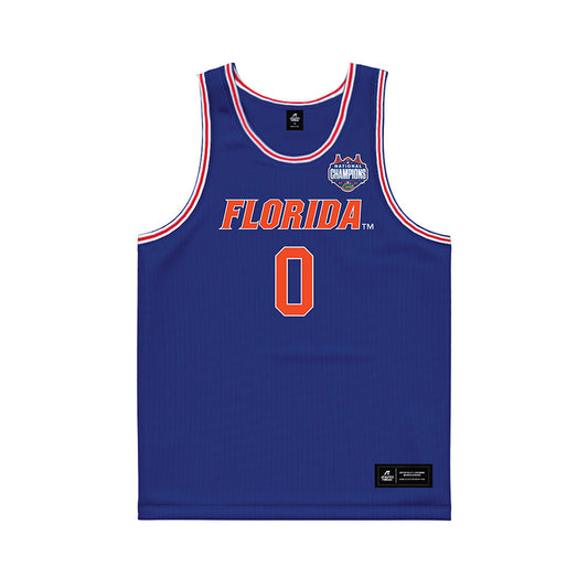 Florida - NCAA Men's Basketball : Johnuel Fland - NCAA® March Madness® National Champions Blue Basketball Jersey-0