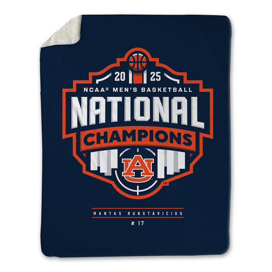Auburn - NCAA Men's Basketball : Mantas Rubstavicius - NCAA® March Madness® National Champions Blanket-0