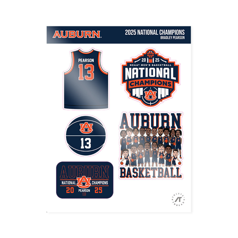 Auburn - NCAA Men's Basketball : Bradley Pearson - NCAA® March Madness® National Champions Sticker Sheet-0