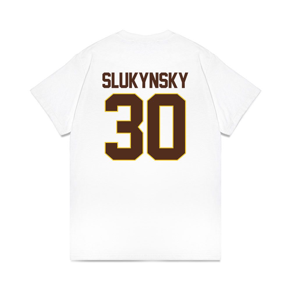 Western Michigan - NCAA Men's Ice Hockey : Hampton Slukynsky - Premium T-Shirt-1