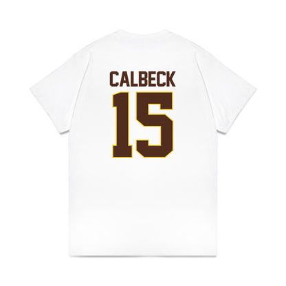 Western Michigan - NCAA Men's Ice Hockey : Alex Calbeck - Premium T-Shirt-1