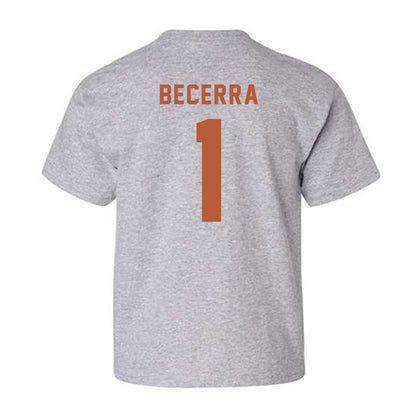 Texas - NCAA Baseball : Temo Becerra - Classic Shersey Youth T-Shirt-1