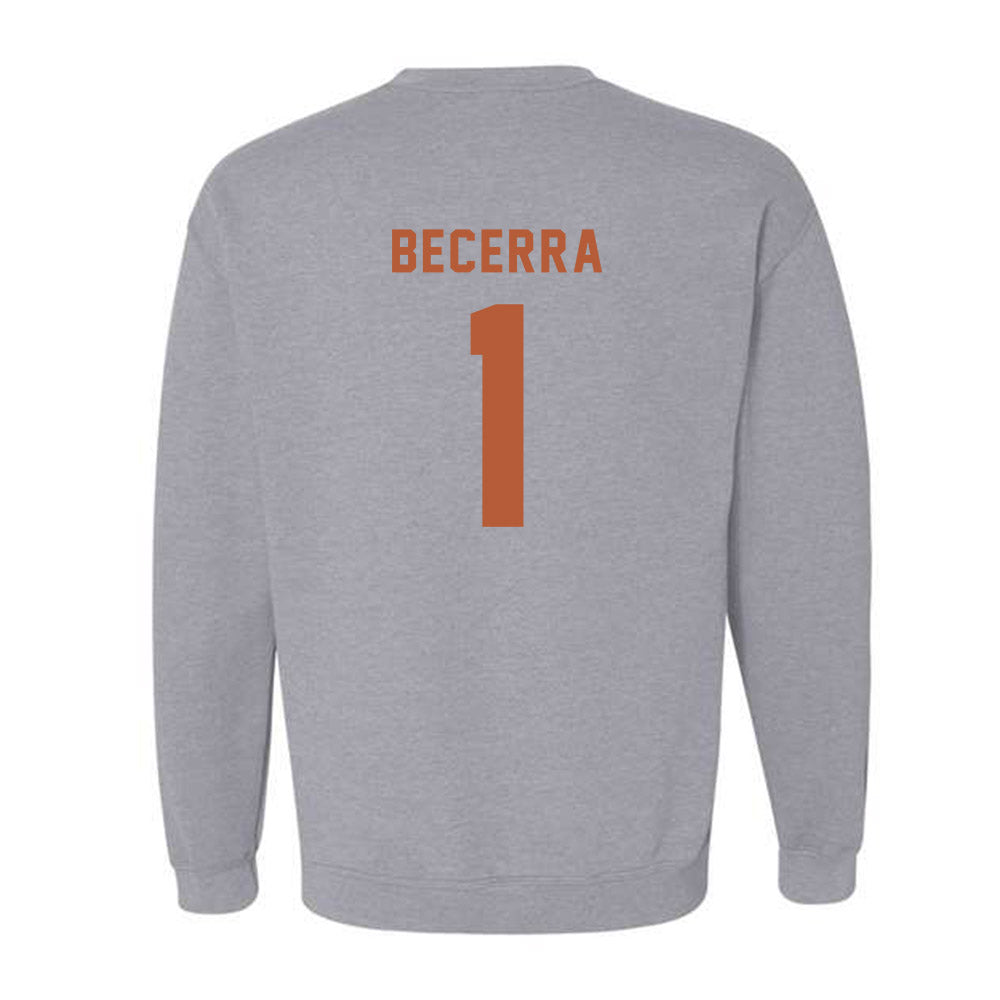 Texas - NCAA Baseball : Temo Becerra - Classic Shersey Crewneck Sweatshirt-1