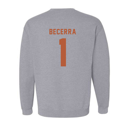 Texas - NCAA Baseball : Temo Becerra - Classic Shersey Crewneck Sweatshirt-1