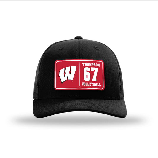 Wisconsin - NCAA Women's Volleyball : Halle Thompson - Suede Patch Snapback Trucker Hat-0