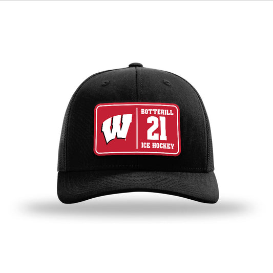 Wisconsin - NCAA Men's Ice Hockey : Ryan Botterill - Suede Patch Snapback Trucker Hat-0