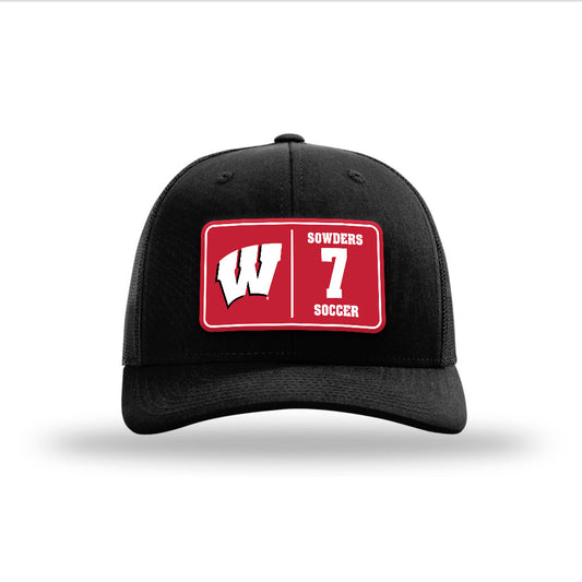 Wisconsin - NCAA Women's Soccer : Mia Sowders - Suede Patch Snapback Trucker Hat-0