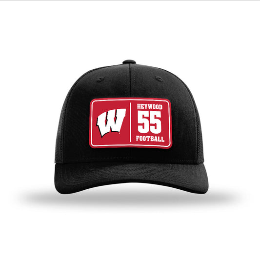 Wisconsin - NCAA Football : Kevin Heywood - Suede Patch Snapback Trucker Hat-0