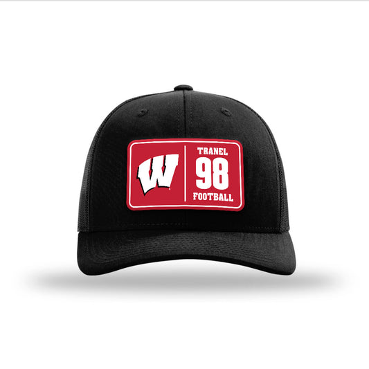Wisconsin - NCAA Football : Ethan Tranel - Suede Patch Snapback Trucker Hat-0
