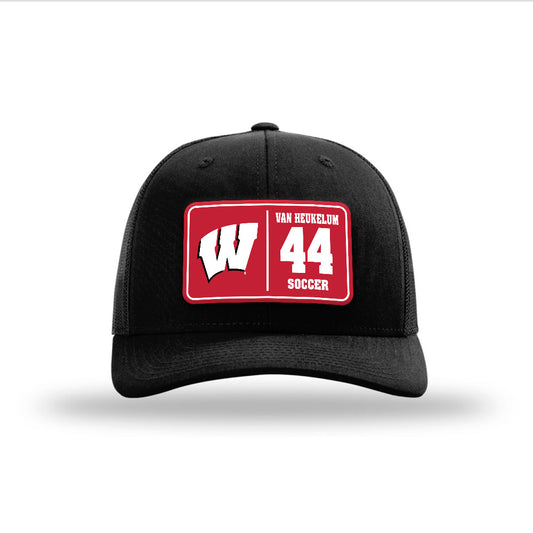Wisconsin - NCAA Men's Soccer : Luke Van Heukelum - Suede Patch Snapback Trucker Hat-0