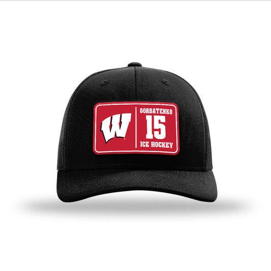 Wisconsin - NCAA Women's Ice Hockey : Nicole Gorbatenko - Suede Patch Snapback Trucker Hat-0