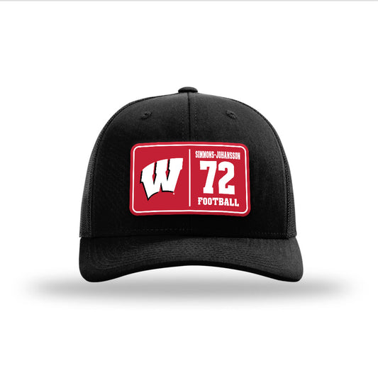 Wisconsin - NCAA Football : Lucas Simmons-Johansson - Suede Patch Snapback Trucker Hat-0