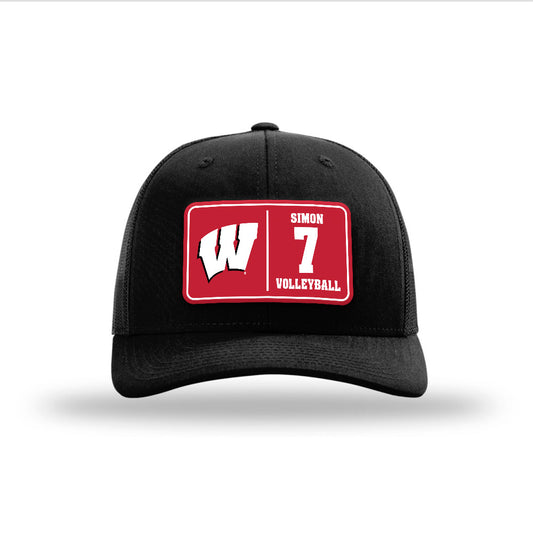 Wisconsin - NCAA Women's Volleyball : Kristen Simon - Suede Patch Snapback Trucker Hat-0