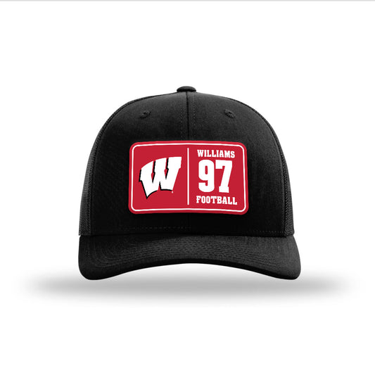 Wisconsin - NCAA Football : jaylen williams - Suede Patch Snapback Trucker Hat-0