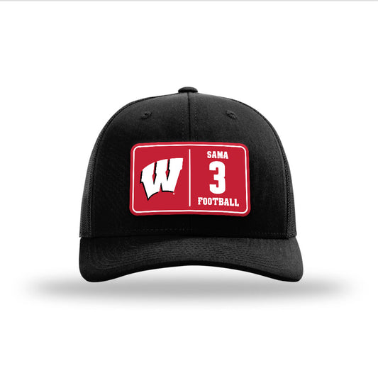 Wisconsin - NCAA Football : Abu Sama - Suede Patch Snapback Trucker Hat-0
