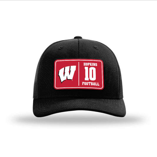 Wisconsin - NCAA Football : Ryan Hopkins - Suede Patch Snapback Trucker Hat-0