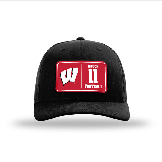 Wisconsin - NCAA Football : Kash Brock - Suede Patch Snapback Trucker Hat-0