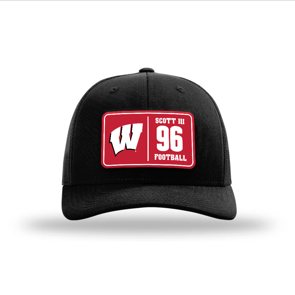 Wisconsin - NCAA Football : Arthur Scott III - Suede Patch Snapback Trucker Hat-0