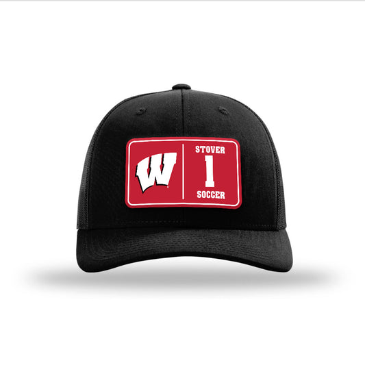 Wisconsin - NCAA Women's Soccer : Drew Stover - Suede Patch Snapback Trucker Hat-0