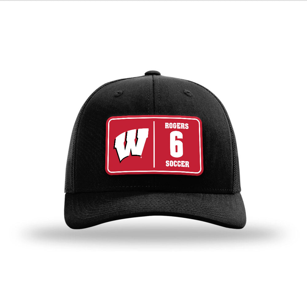 Wisconsin - NCAA Women's Soccer : Jane Rogers - Suede Patch Snapback Trucker Hat-0