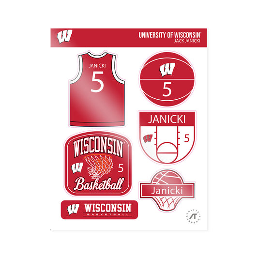 Wisconsin - NCAA Men's Basketball : Jack Janicki - Sticker Sheet-0