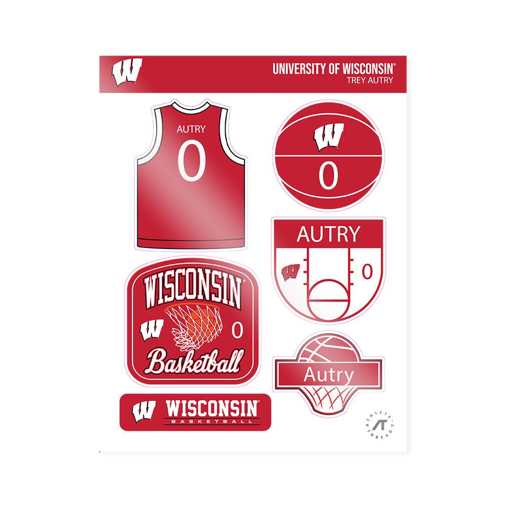 Wisconsin - NCAA Men's Basketball : Trey Autry - Sticker Sheet-0