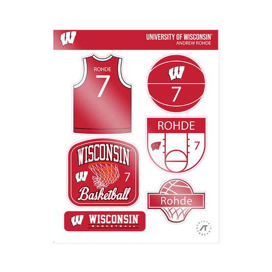 Wisconsin - NCAA Men's Basketball : Andrew Rohde - Sticker Sheet-0