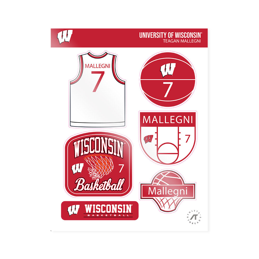 Wisconsin - NCAA Women's Basketball : Teagan Mallegni - Sticker Sheet-0