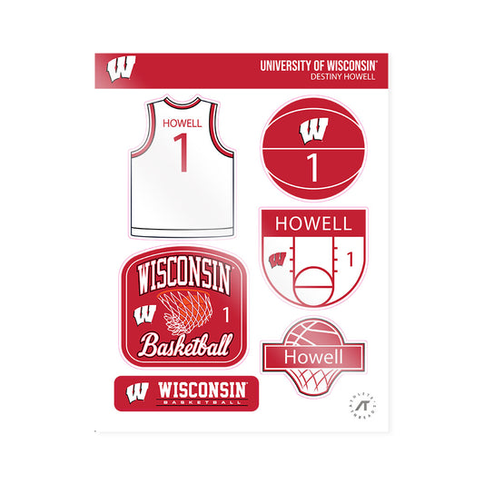 Wisconsin - NCAA Women's Basketball : Destiny Howell - Sticker Sheet-0