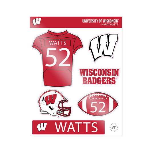 Wisconsin - NCAA Football : Hardy Watts - Sticker Sheet-0