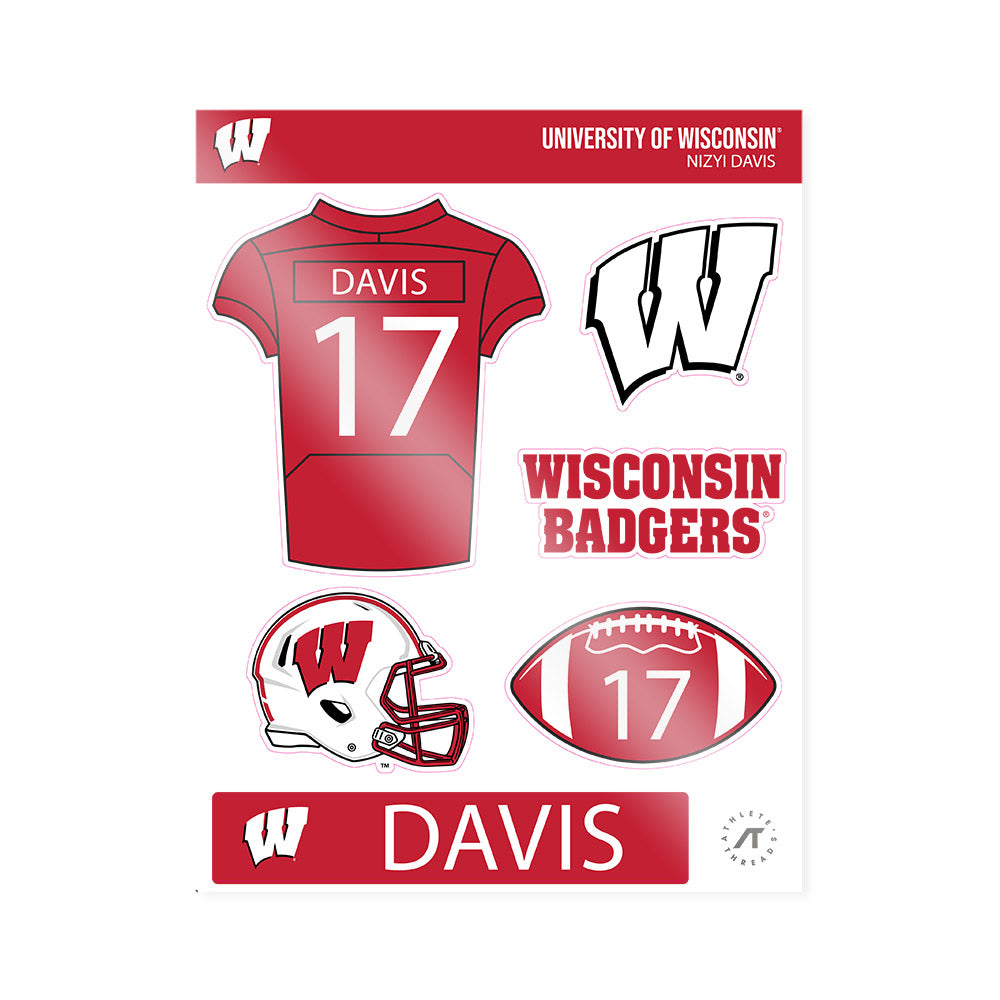 Wisconsin - NCAA Football : Nizyi Davis - Sticker Sheet-0