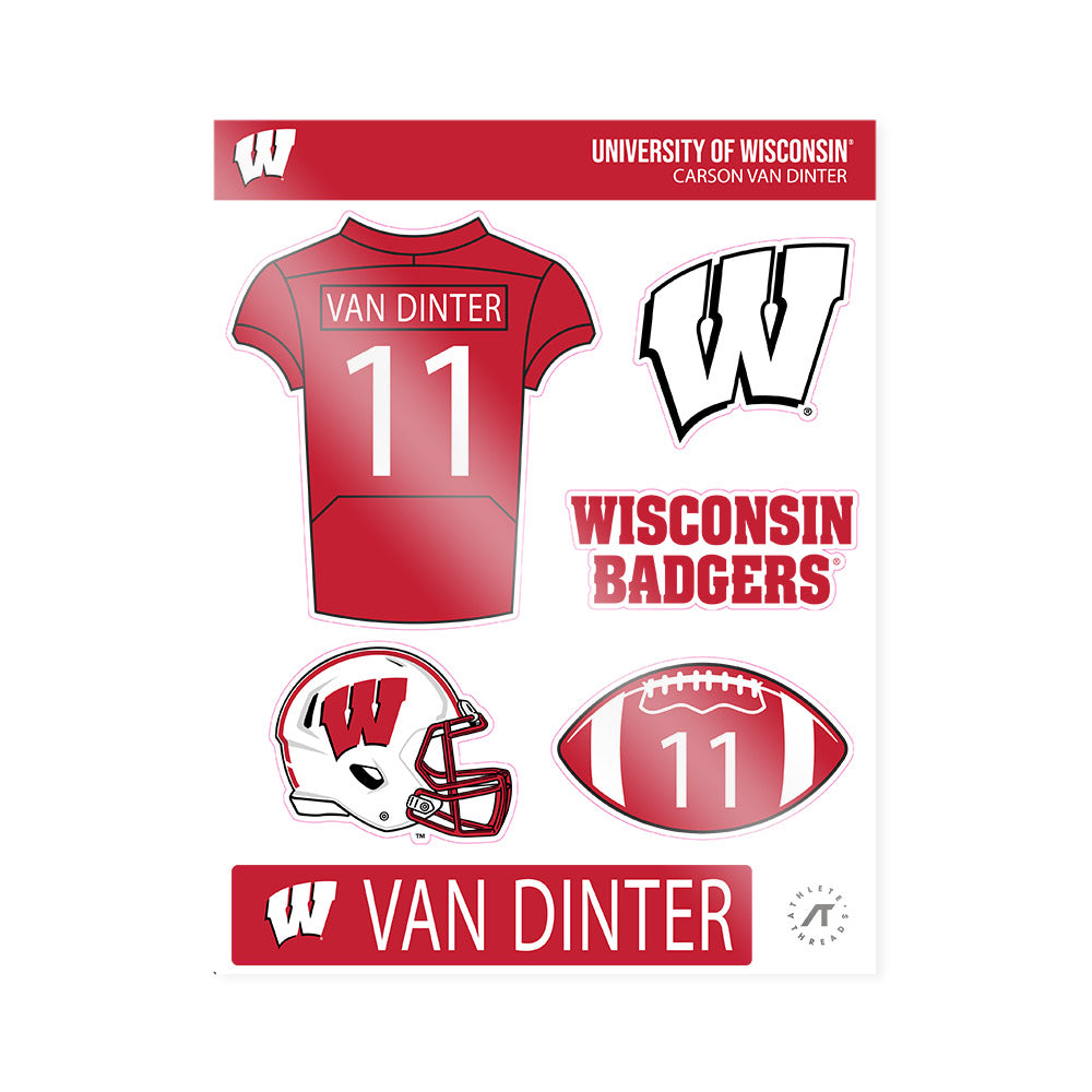 Wisconsin - NCAA Football : Carson Van Dinter - Sticker Sheet-0