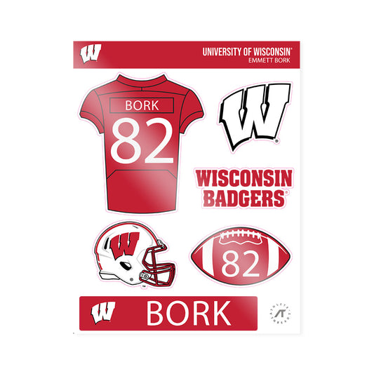 Wisconsin - NCAA Football : Emmett Bork - Sticker Sheet-0