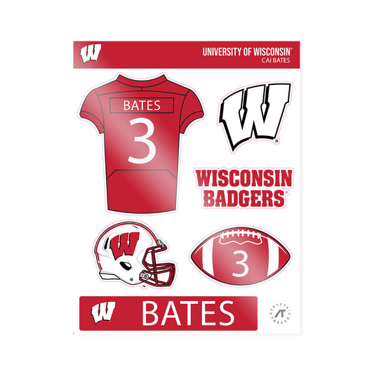Wisconsin - NCAA Football : Cai Bates - Sticker Sheet-0