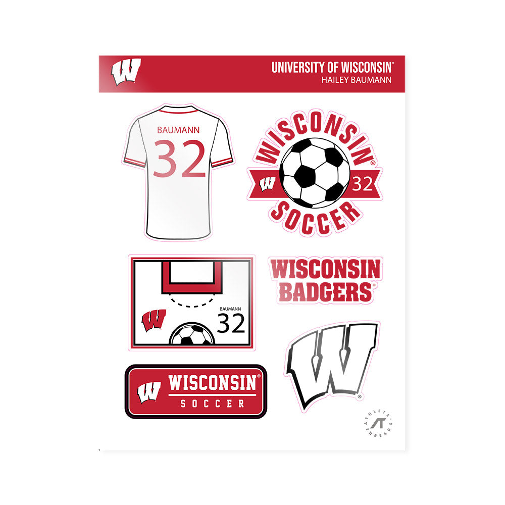Wisconsin - NCAA Women's Soccer : Hailey Baumann - Sticker Sheet-0