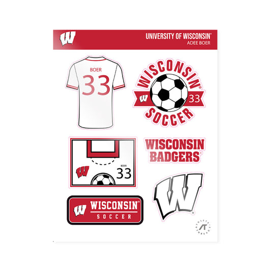 Wisconsin - NCAA Women's Soccer : Adee Boer - Sticker Sheet-0