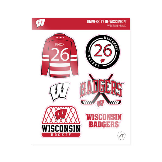 Wisconsin - NCAA Men's Ice Hockey : Weston Knox - Sticker Sheet-0
