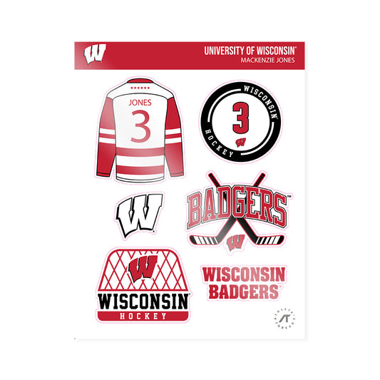 Wisconsin - NCAA Women's Ice Hockey : Mackenzie Jones - Sticker Sheet-0