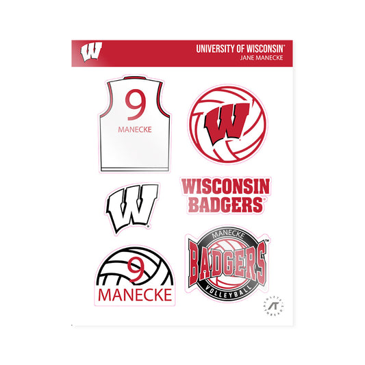 Wisconsin - NCAA Women's Volleyball : Jane Manecke - Sticker Sheet-0