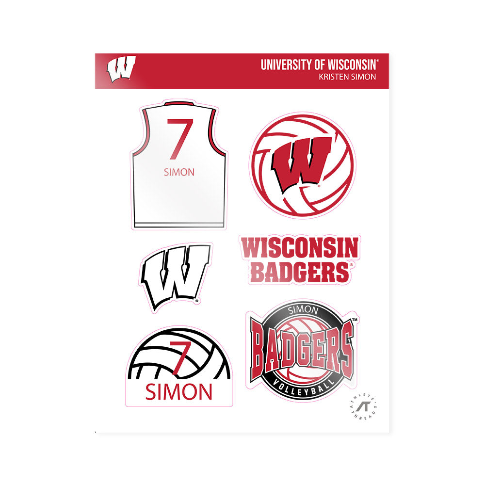 Wisconsin - NCAA Women's Volleyball : Kristen Simon - Sticker Sheet-0