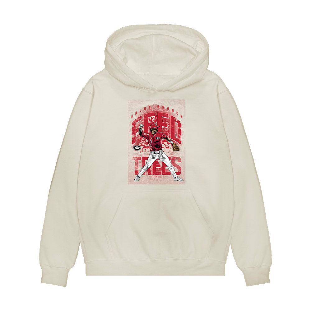 Georgia - NCAA Baseball : Kolby Branch - Caricature Premium Hooded Sweatshirt-0